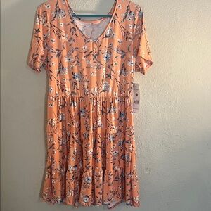 Chic Floral Orange Mini Dress